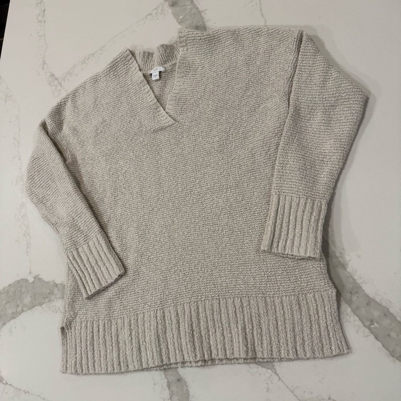 J. Jill J. Jill Textured VNeck Cotton Blend Cozy Sweater Women Small Size S / US 4 / IT 40 - 2 Thumbnail