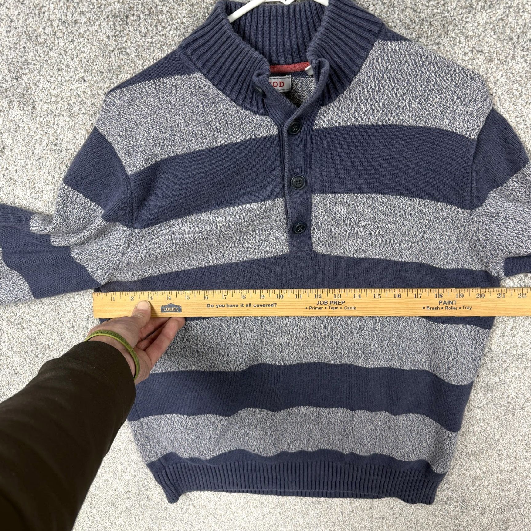 Izod Izod Mens L Blue Gray Stripe Mock Neck Henley Sweater Size US L / EU 52-54 / 3 - 4 Thumbnail