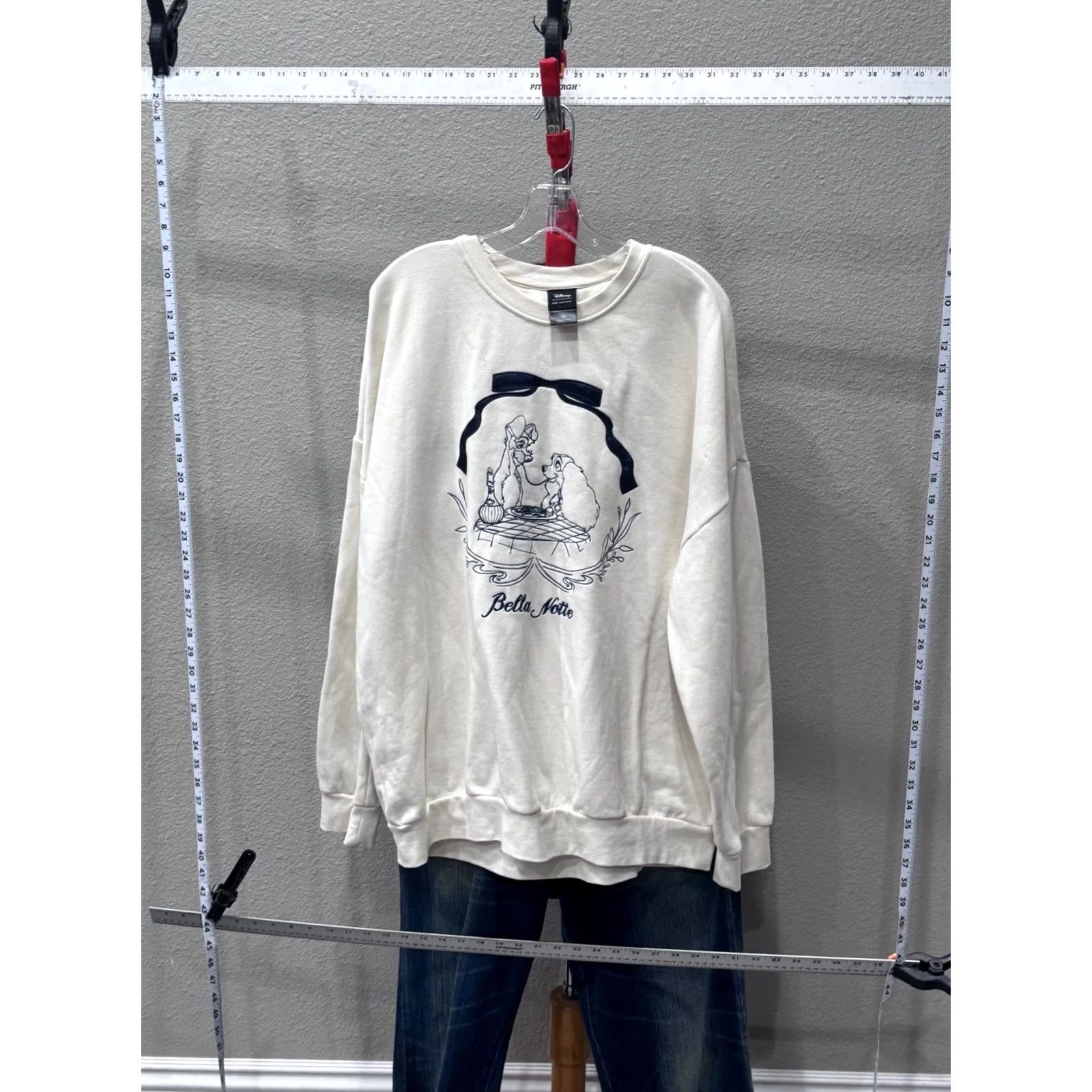 Disney WOMEN'S Disney Our Universe Embroidered Belle Notte Sweater Sweatshirt 2XL Multicolor Long Sleeve Pullover Womens Size XXL / US 16-18 / IT 52-54 - 3 Thumbnail