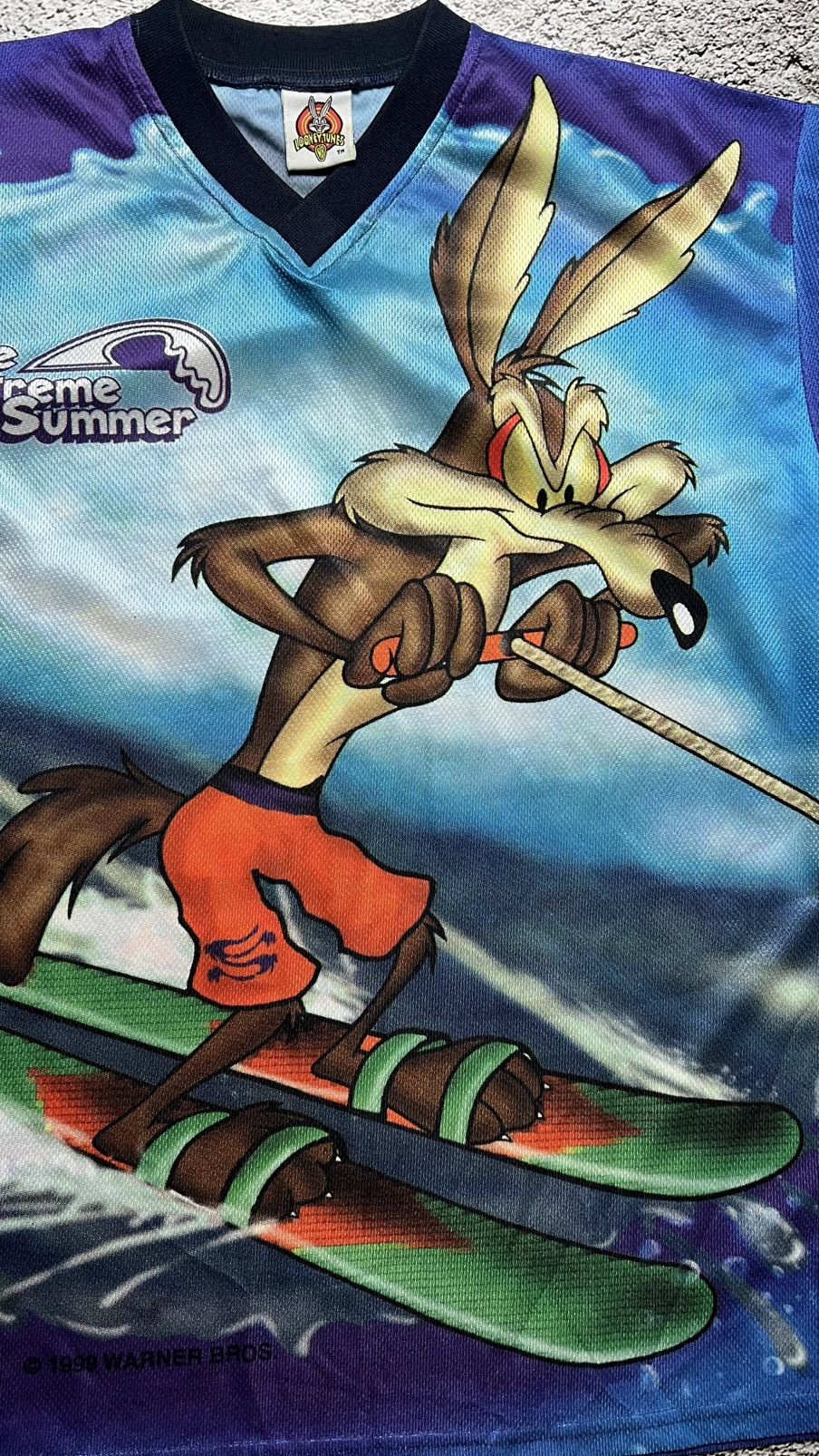 Warner Bros 1999 Looney Tunes tune on extreme summer surf coyote t shirt Size US L / EU 52-54 / 3 - 4 Thumbnail