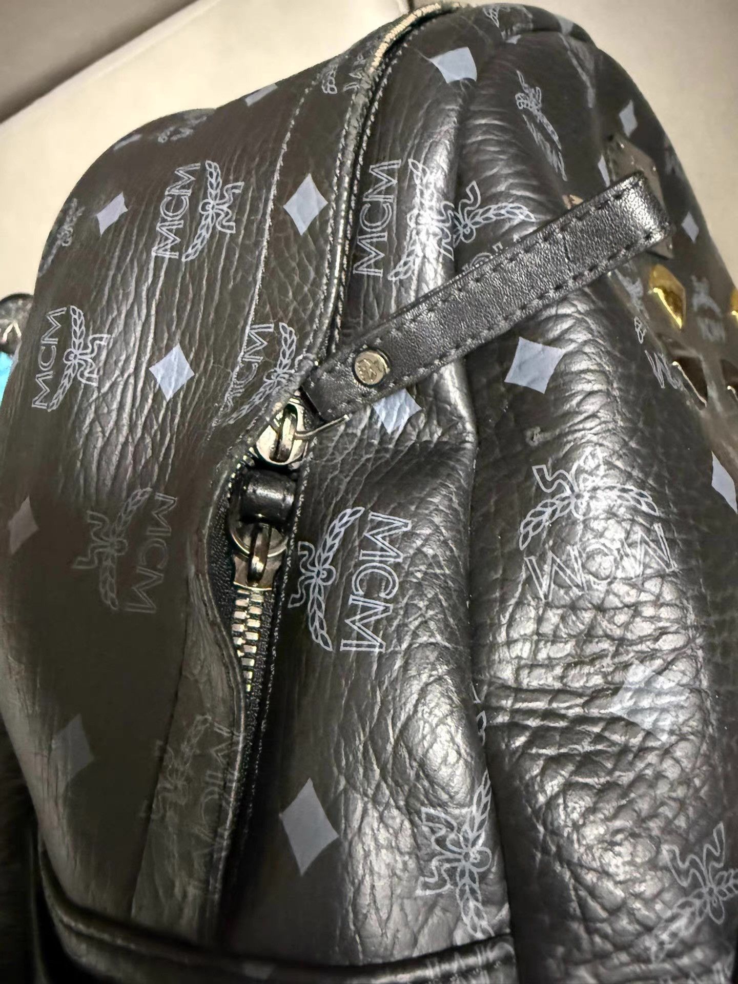 MCM Genuine MCM Studded Monogram Backpack Ｑ20 Size ONE SIZE - 3 Thumbnail