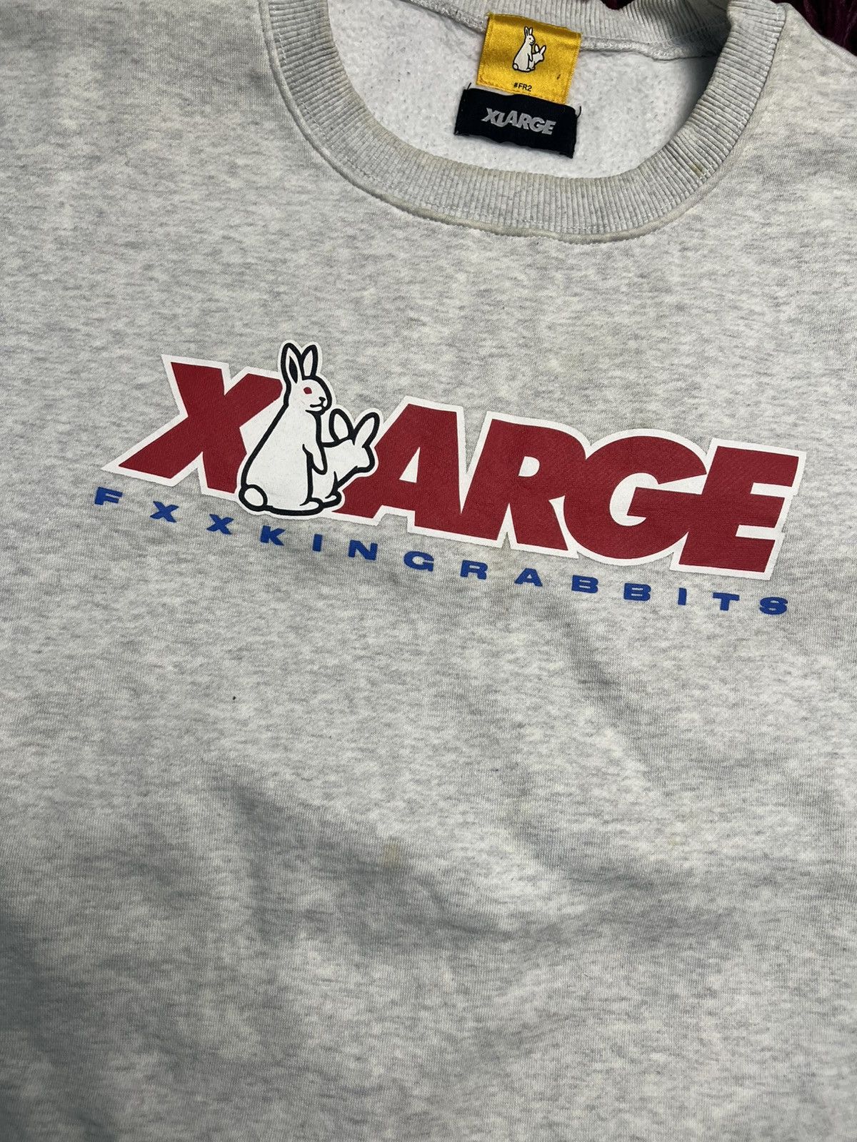 14th Addiction XLARGE x #FR2 Fxxking Rabbits Heather Grey Sweatshirt (46) Size US XL / EU 56 / 4 - 3 Thumbnail