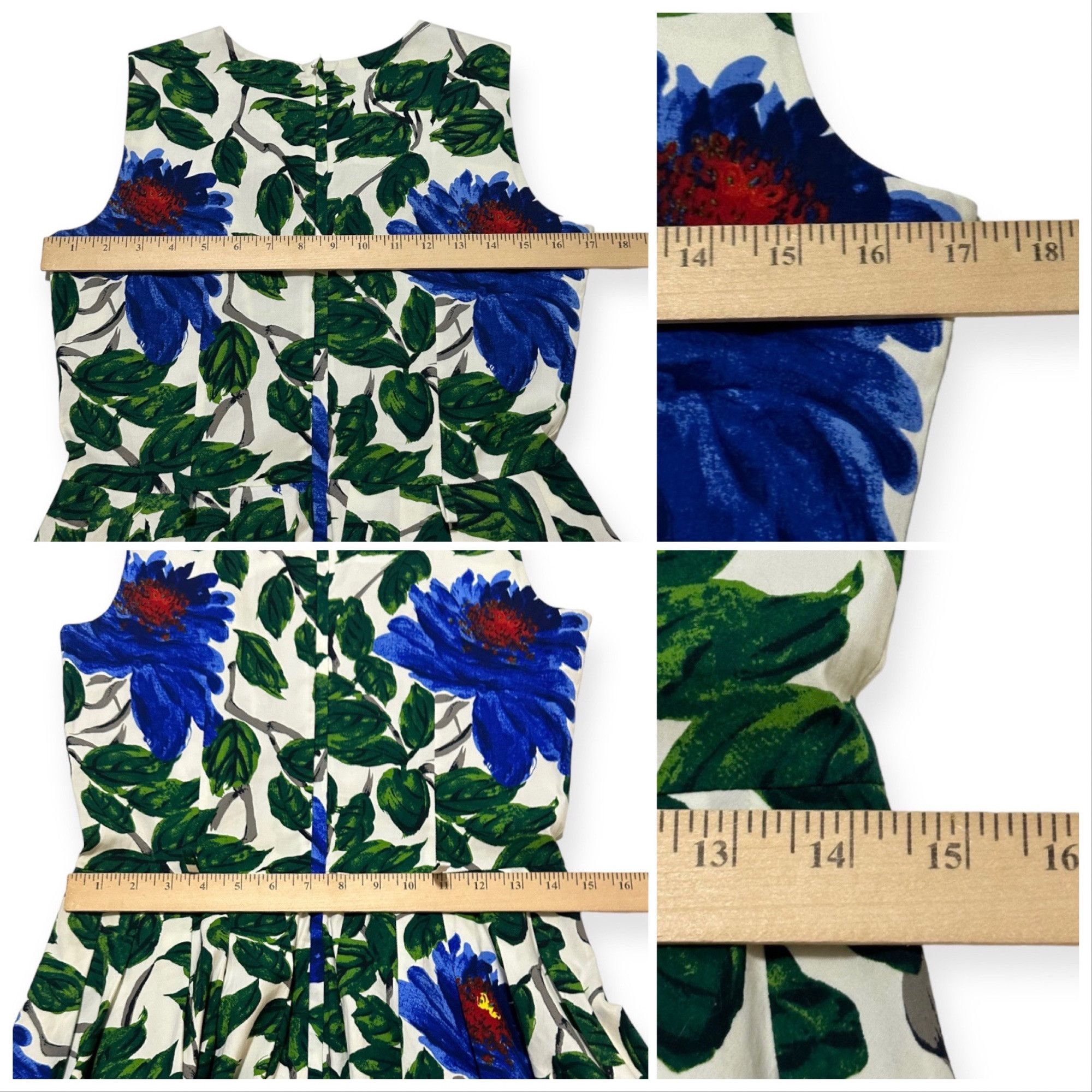 Samantha Sung Samantha Sung Rachel A-Line Dress, Blue, Green floral print, Size S / US 4 / IT 40 - 13 Thumbnail