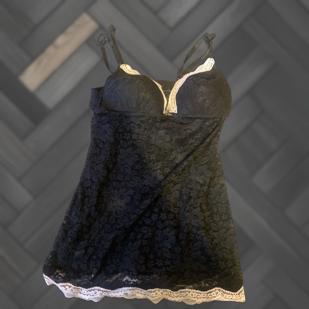 Vintage Gilligan & O'Malley Nightie Slip Chemise Black Lace Size Large Women Size ONE SIZE - 1 Thumbnail