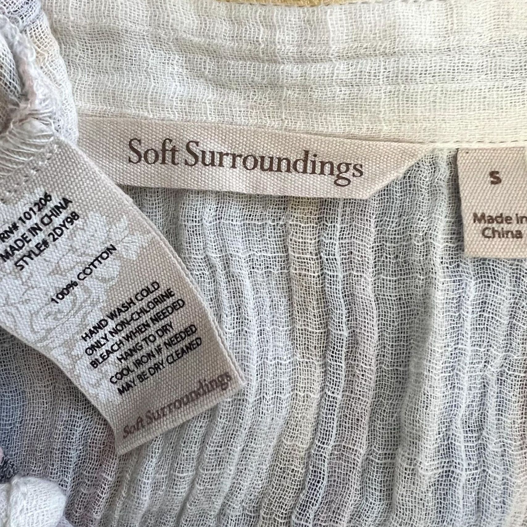 Soft Surroundings Soft Surroundings Senna Gauze Tunic Shirt Womens Small Button-Up Collar Striped Size S / US 4 / IT 40 - 7 Thumbnail