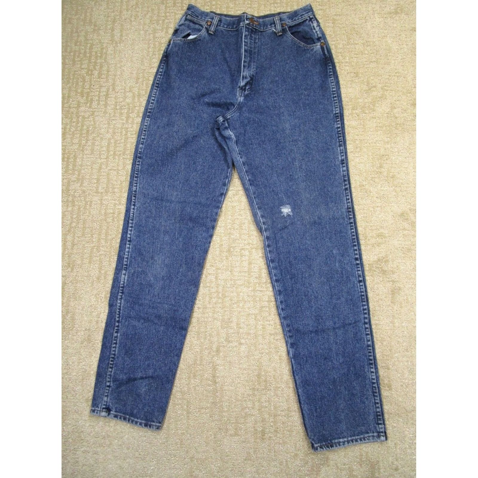 Wrangler VINTAGE Wrangler Jeans Women 14 Blue Tapered High Rise Dark Wash USA 90s Jeans Womens 14 Blue Dark Wash 90s Wrangler Logo 5-Pocket Denim USA Size 36" / US 14 / IT 50 - 2 Thumbnail
