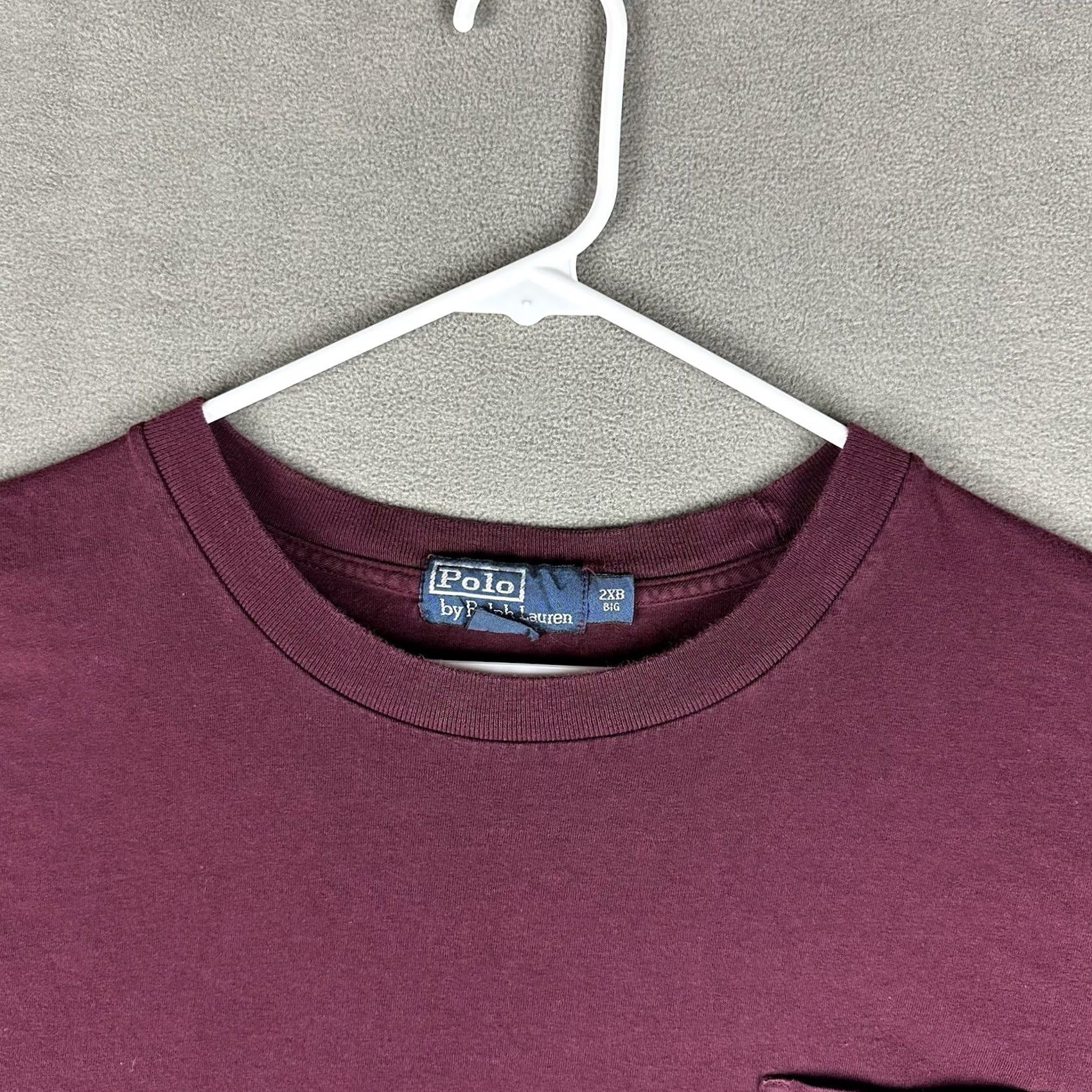 Polo Ralph Lauren Polo Ralph Lauren Shirt Mens 2XB BIG Maroon Red Long Sleeve Pocket Tee EUC Size US XXL / EU 58 / 5 - 3 Thumbnail