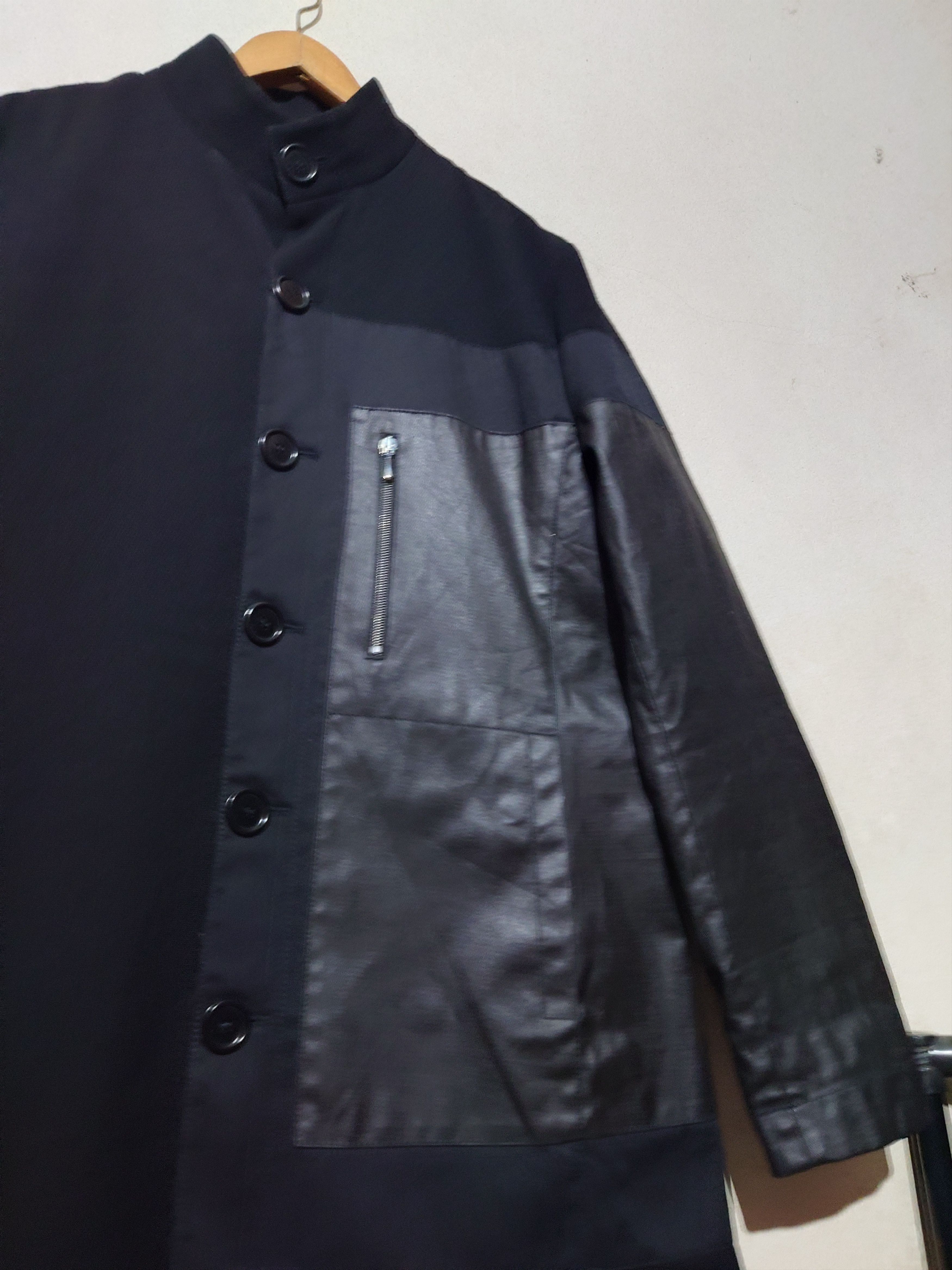 Dirk Bikkembergs Dirk Bikkembergs Panelled Wool and Leather Coat Size US M / EU 48-50 / 2 - 10 Thumbnail