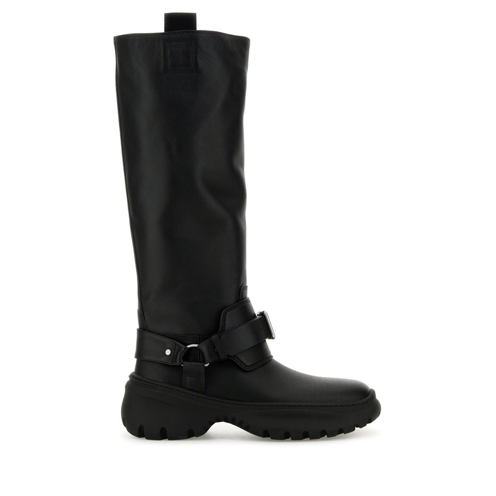 BURBERRY Stomp Knee High Black Leather Boots New And Authent