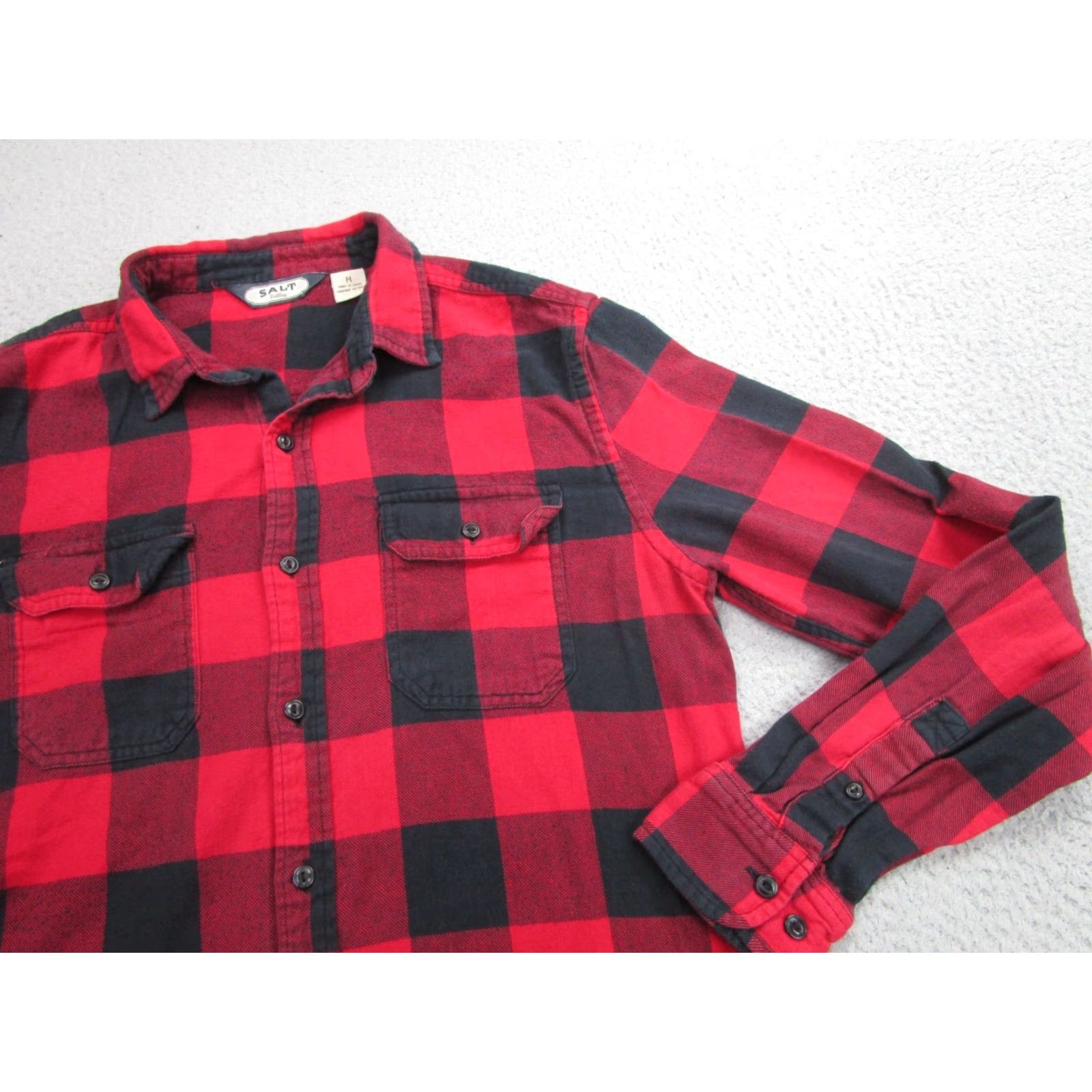 Vintage Salt Valley Mens Flannel Shirt M Red Black Plaid Long Sleeve Casual Western Size US M / EU 48-50 / 2 - 2 Thumbnail