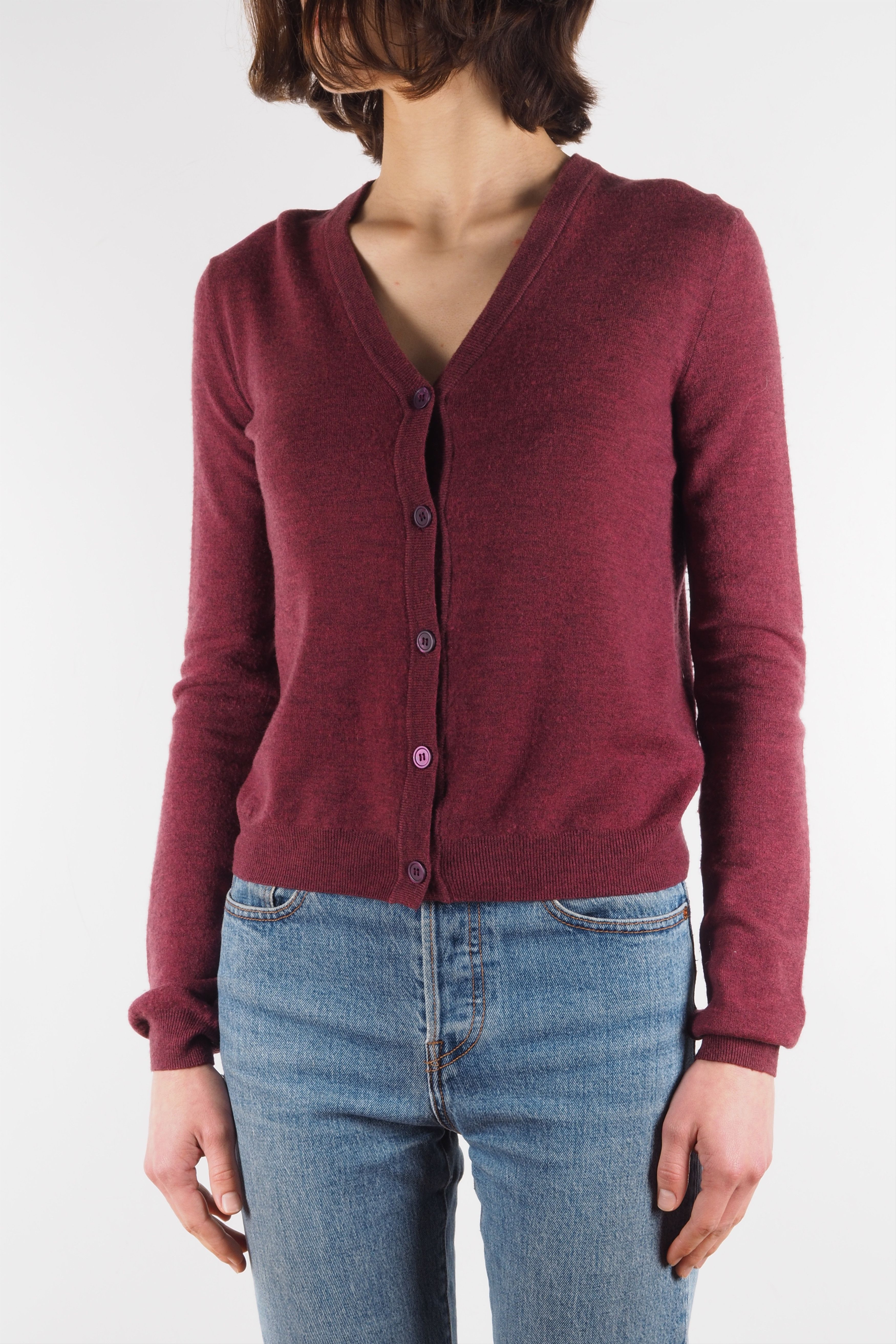 Jil Sander JIL SANDER Maroon Wool Cardigan Sweater Size XS / US 0-2 / IT 36-38 - 2 Thumbnail