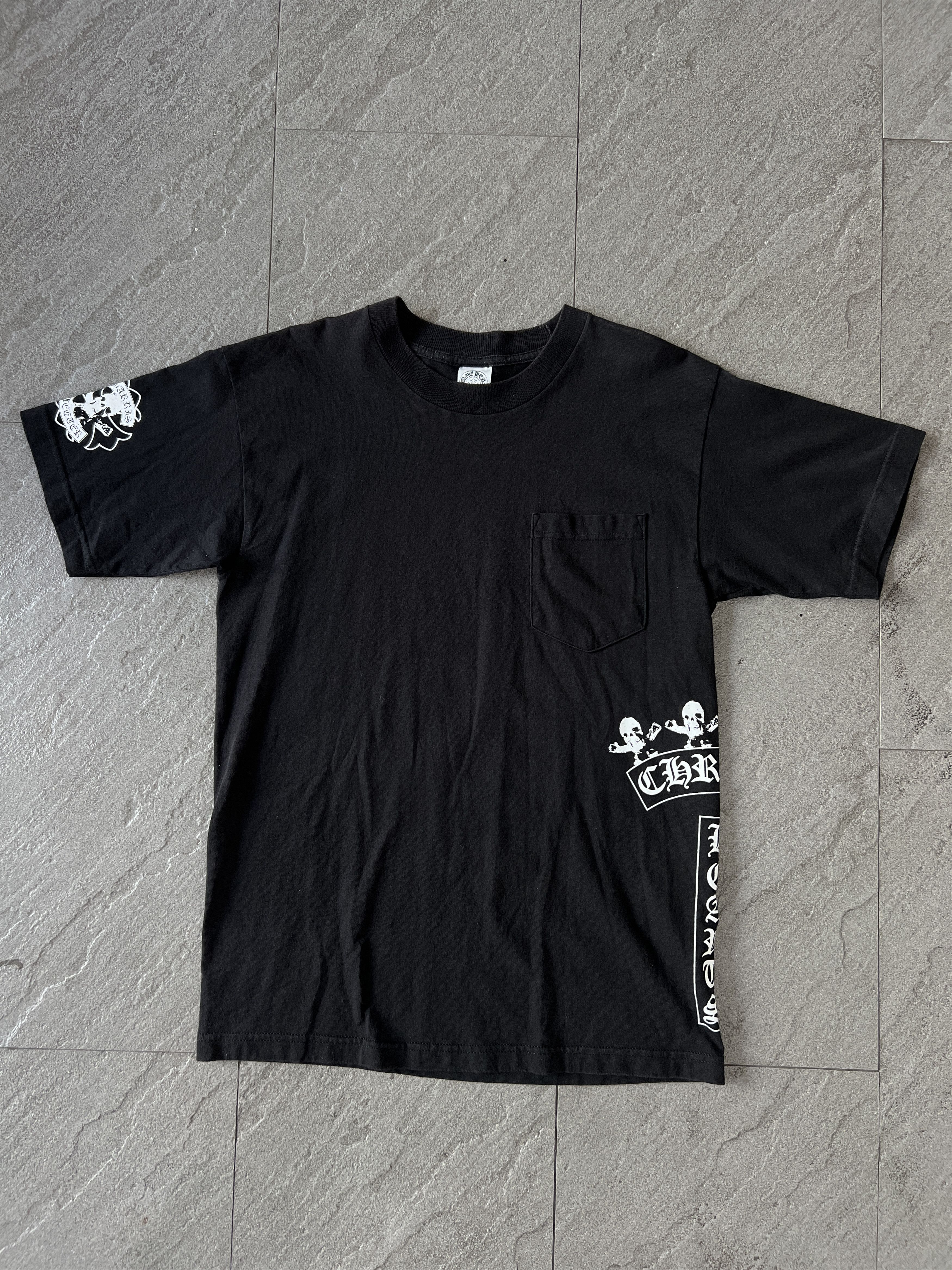 Chrome Hearts RARE Chrome Hearts Foti Skull Silver Logo Black Tee