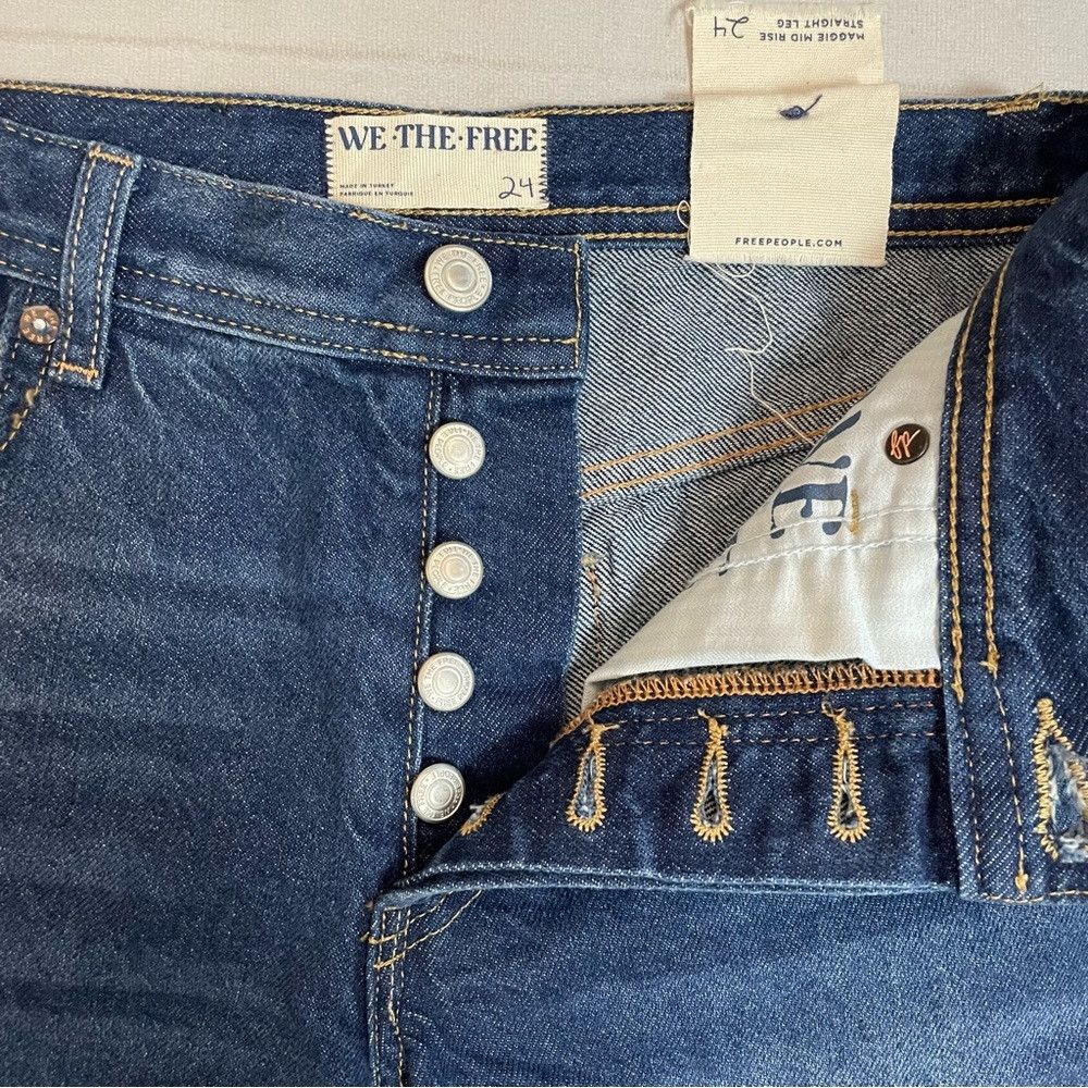 Free People NWT New Free People Maggie Mid Rise Straight Jeans Size 24 Size 24" / US 00 / IT 34 - 6 Thumbnail