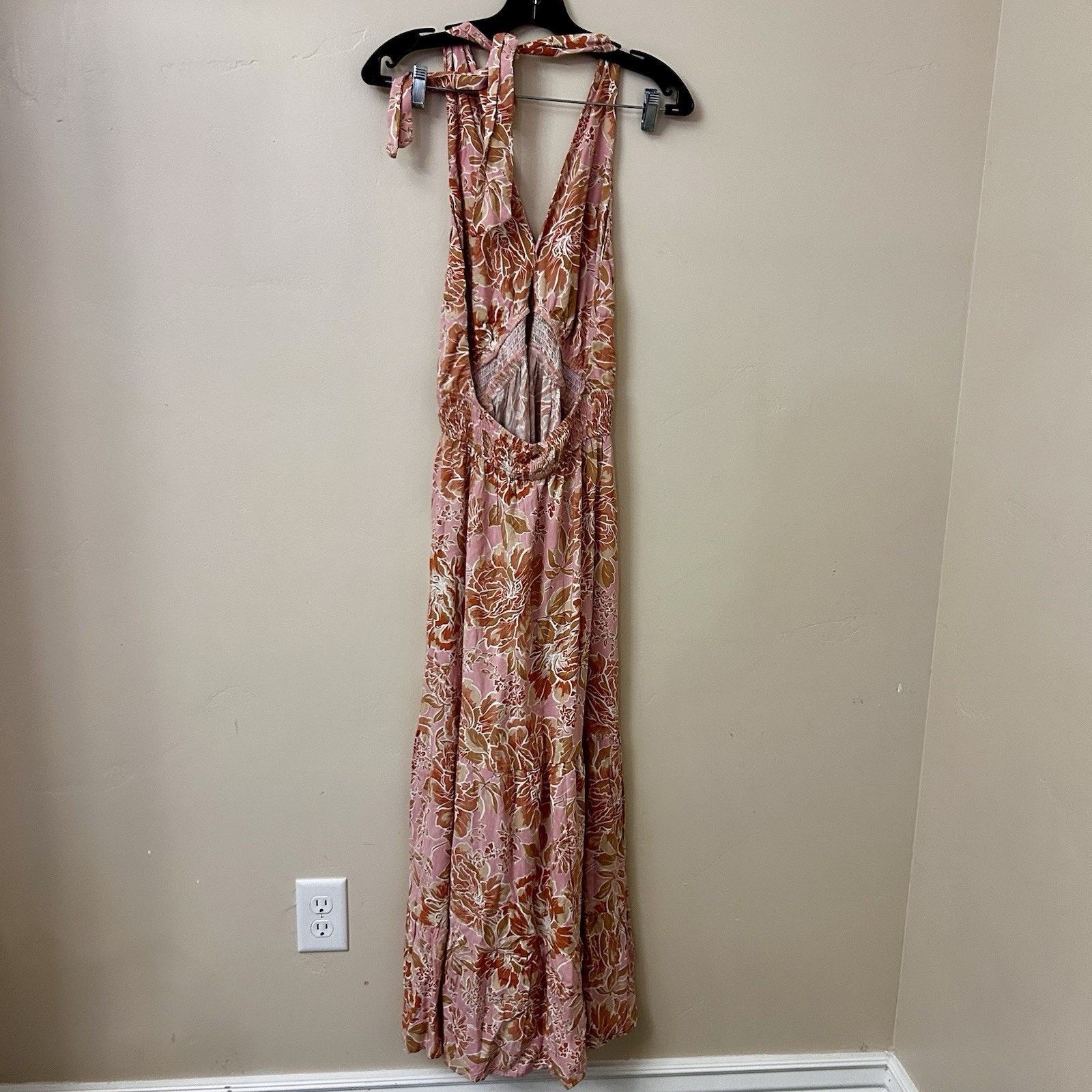 Other Women's Zesica Peach Floral Halter Maxi Sundress Sz L Size L / US 10 / IT 46 - 6 Thumbnail