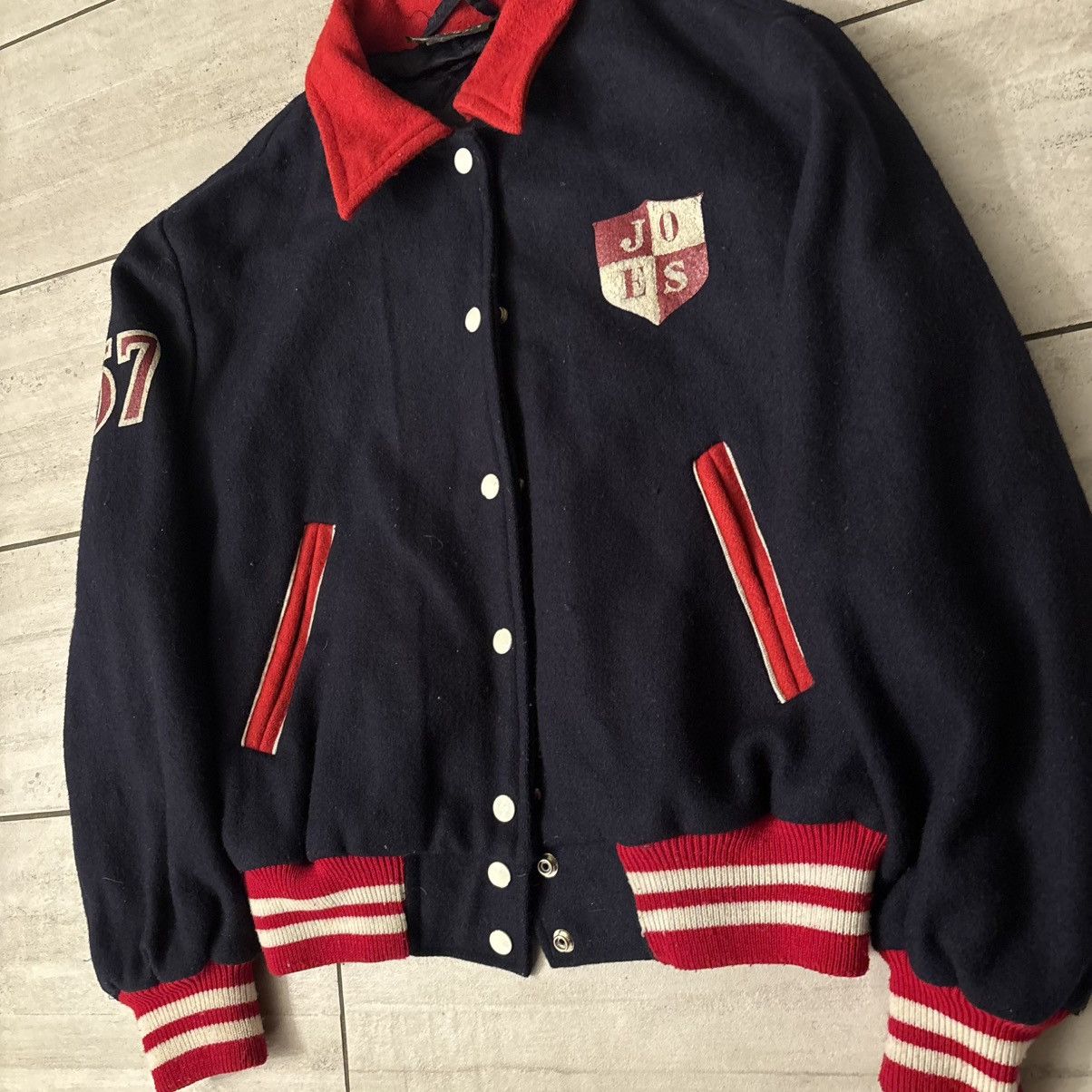 Vintage 80s University Indigo Joes Navy Wool Varsity Jacket Size US S / EU 44-46 / 1 - 5 Thumbnail