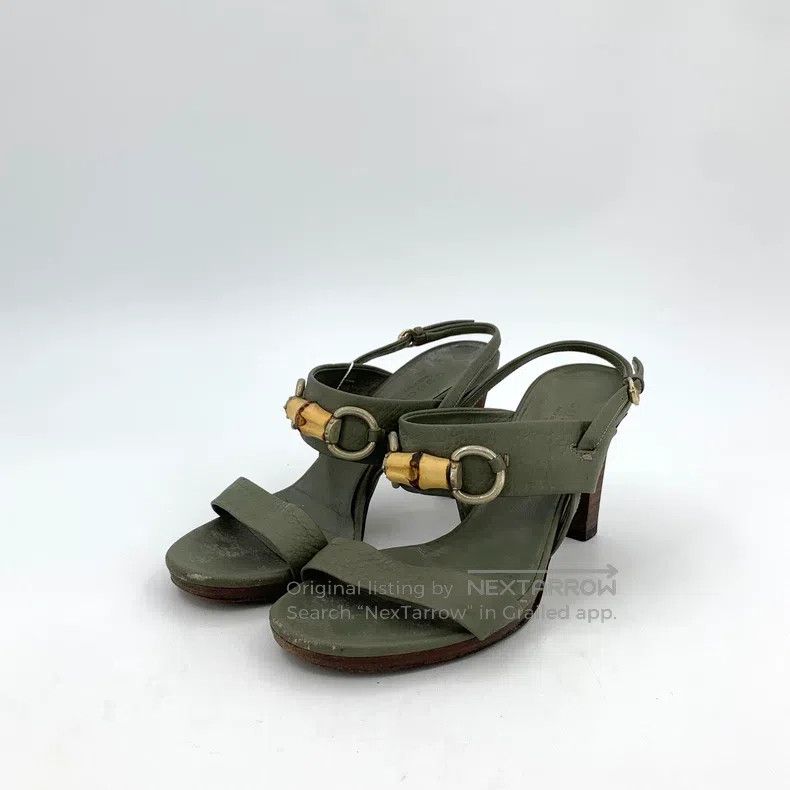 Gucci Gucci Green bamboo joint buckle buckle thick high-heeled s Size US 6.5 / IT 36.5 - 1 Thumbnail
