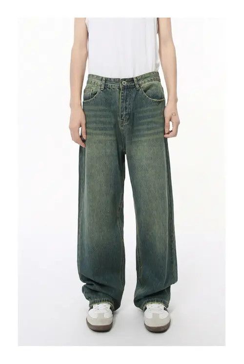 Japanese Brand × Jean Simple straight loose distressed washed denim trousers Size US 32 / EU 48 - 1 Thumbnail