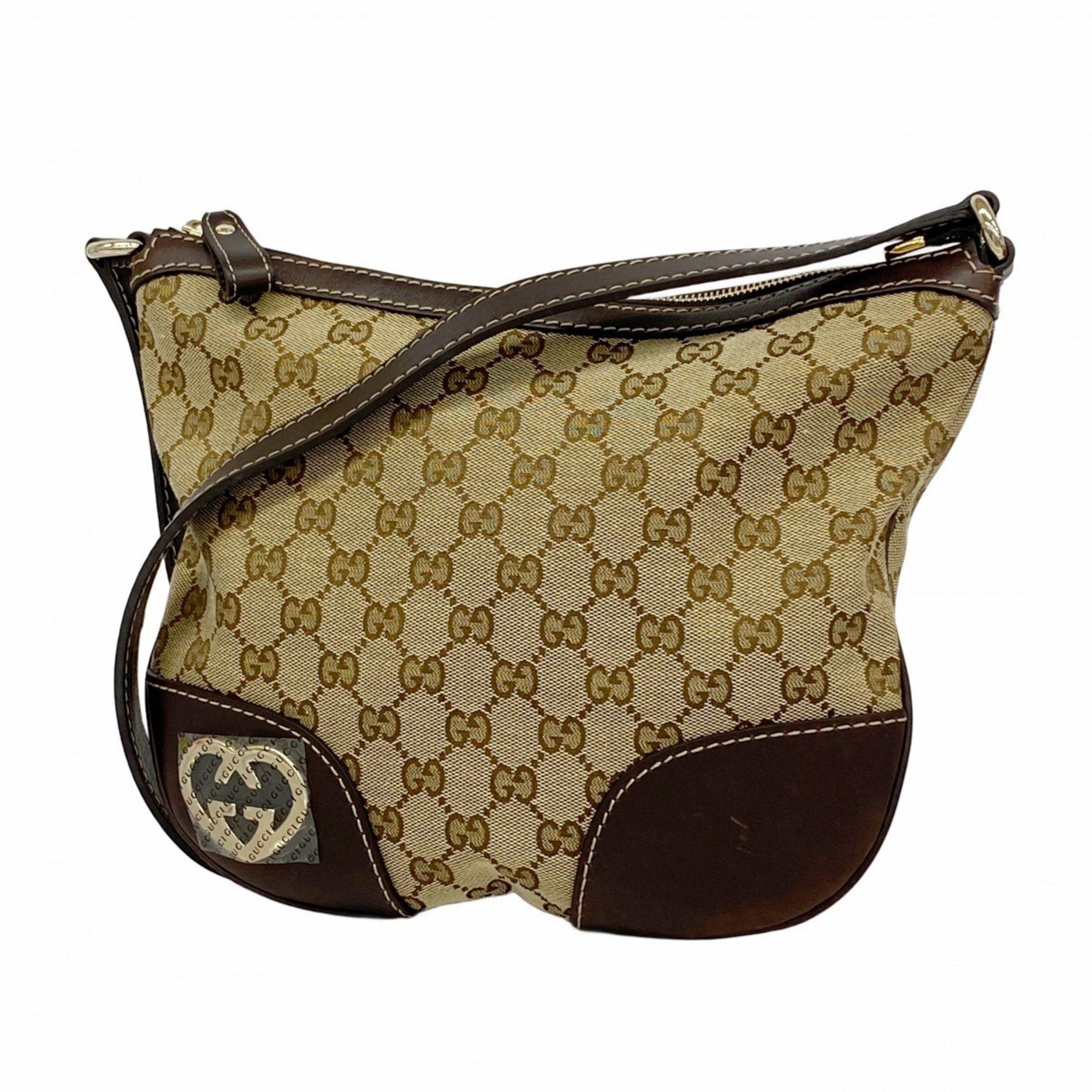 Gucci Shoulder Bag GG Canvas 257072 Brown Women's