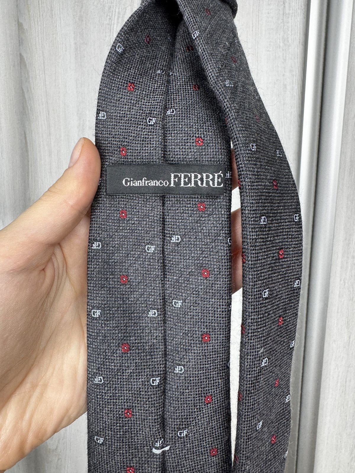 GF Ferre GF Ferre Gray Wool Silk monogram luxury tie Size ONE SIZE - 6 Thumbnail