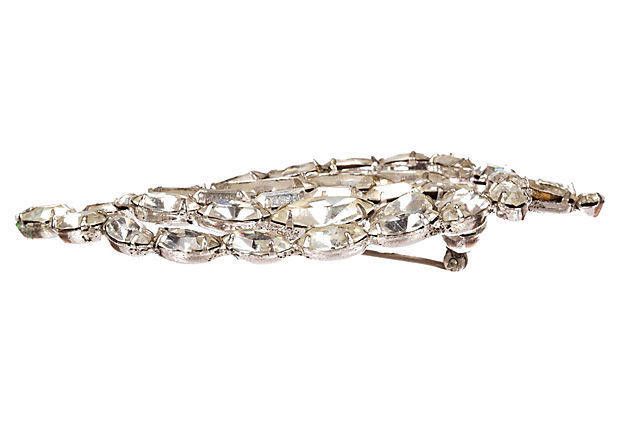 Designer Leaf Motif Clear Rhinestone Pin Size ONE SIZE - 2 Thumbnail