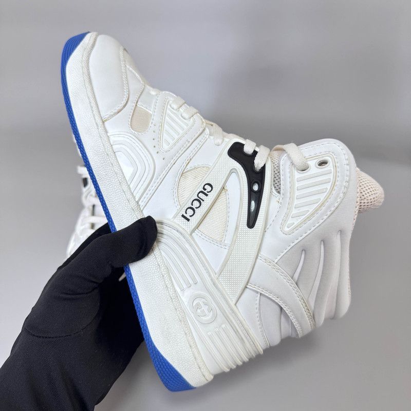 Gucci Gucci High-Top Basketball Sneakers in White and Blue - Size US 8.5 / EU 41-42 - 8 Thumbnail