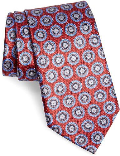 Ermenegildo Zegna Ermenegildo Zegna Red Medallion Pattern Silk Tie Size ONE SIZE - 1 Thumbnail