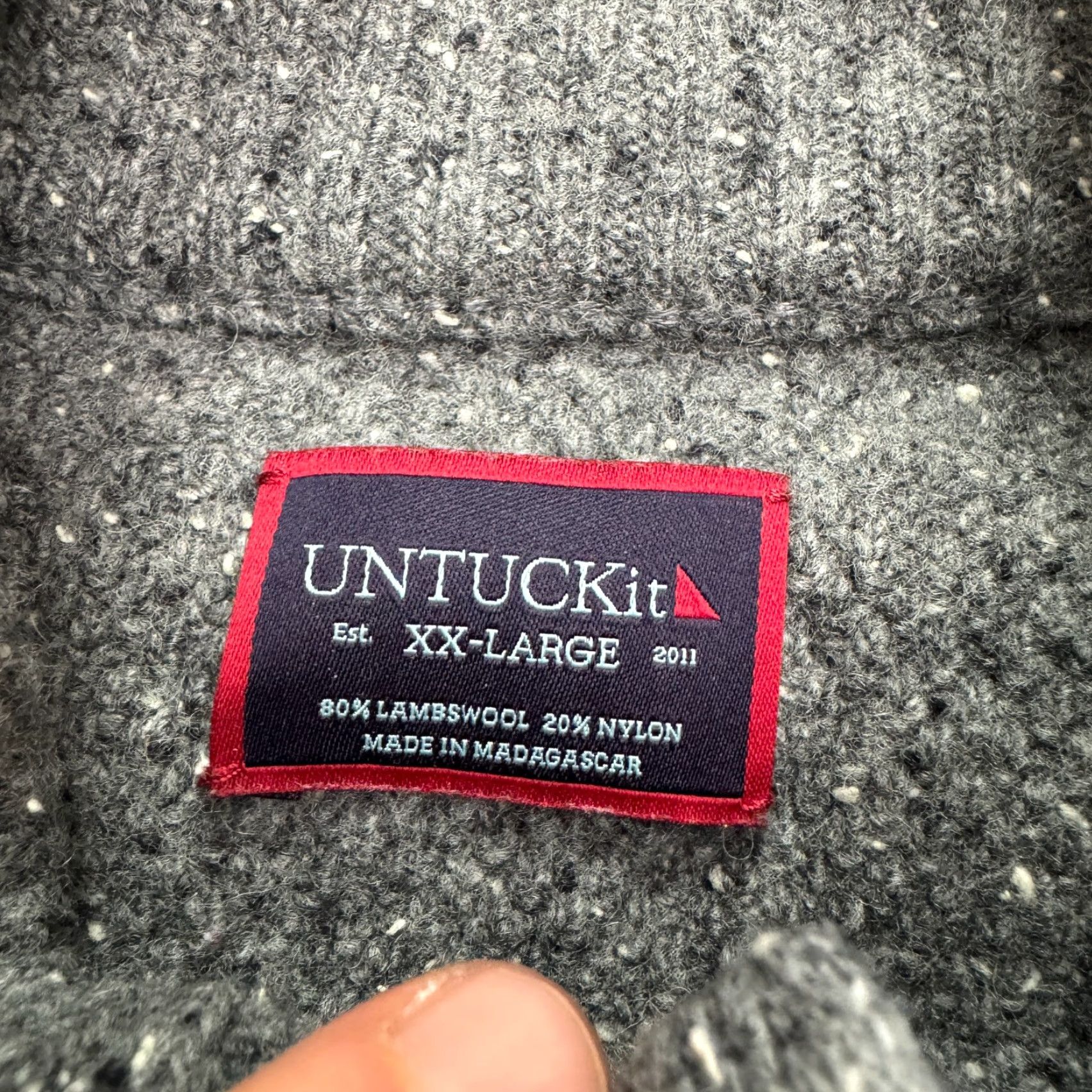 UNTUCKit UNTUCKit Gordonne Button Up Mock Neck Pullover Sweater Mens XXL Gray Lambswool Size US XXL / EU 58 / 5 - 6 Thumbnail