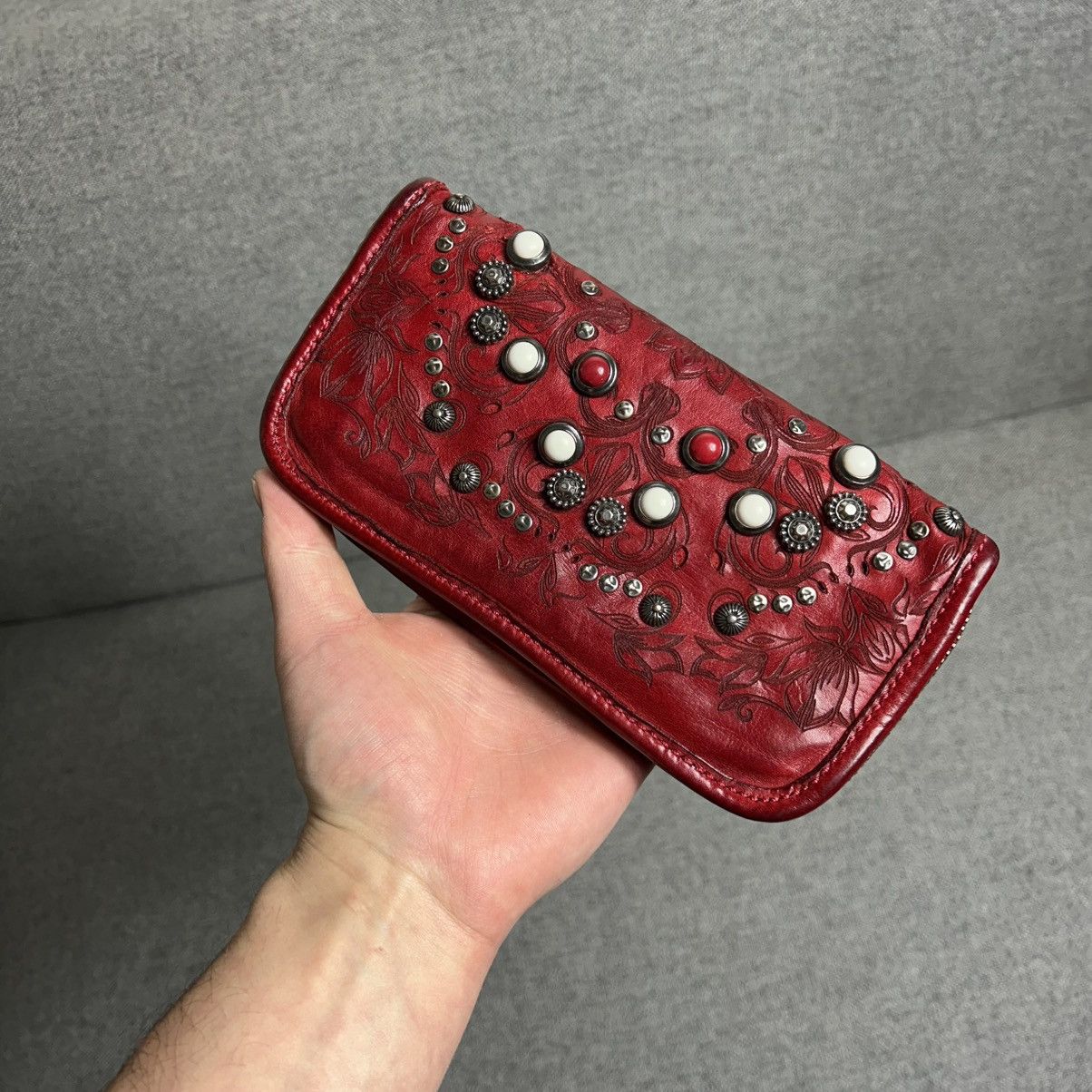 Campomaggi Campomaggi “Siena” Red Leather Wallet With Studs Size ONE SIZE - 12 Thumbnail