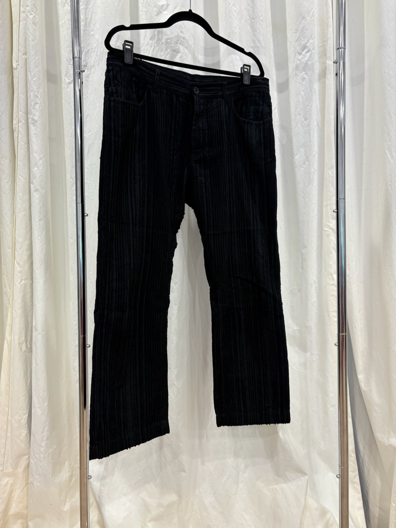 Ann Demeulemeester Ann Demeulemeester Shredded Texture Trousers - L - Black Size US 34 / EU 50 - 1 Thumbnail