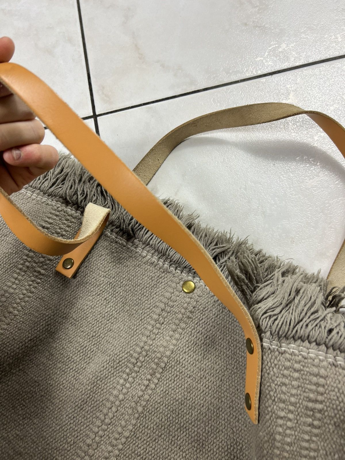 Loewe Loewe big tote bag knitted canvas fringle leather logo Size ONE SIZE - 14 Thumbnail