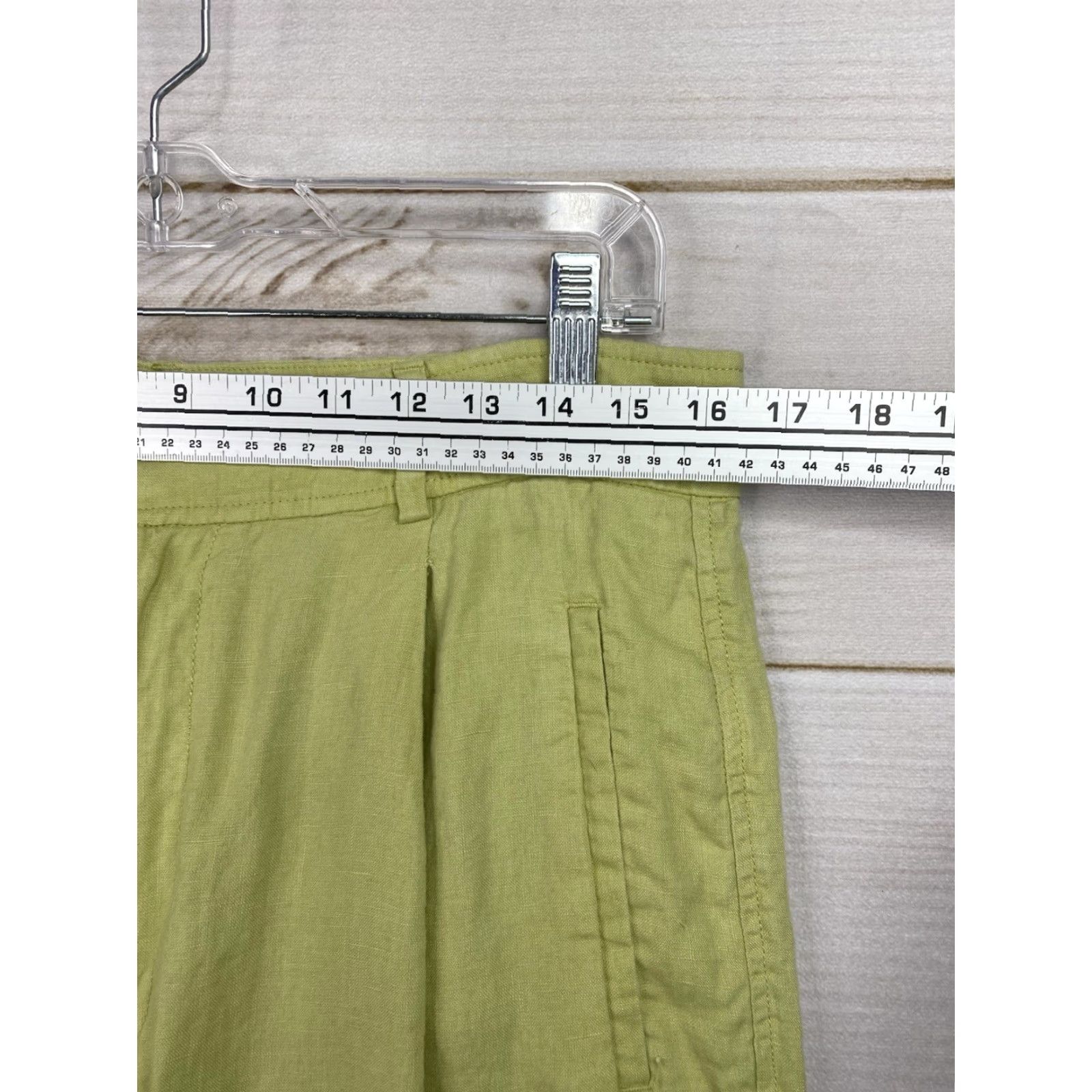Everlane Everlane Green Linen Wide-Leg Pants Womens 12 Casual Beachy High Rise Pockets Paperbag Vintage? Size 34" / US 12 / IT 48 - 3 Thumbnail