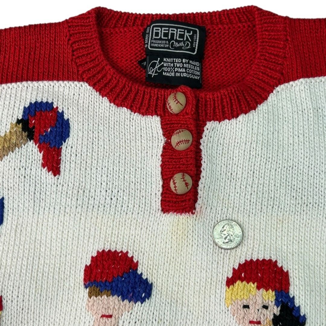 Other Vintage 1988 Berek Hand-Knit Baseball Themed Sweater - Women Size M / US 6-8 / IT 42-44 - 8 Thumbnail