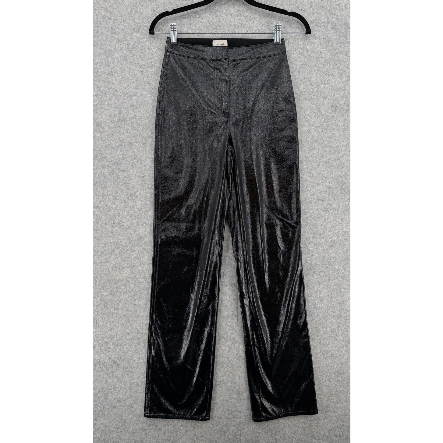 Aritzia Aritzia Wilfred Black Vegan Leather Straight Leg Trousers 00 Size 24" / US 00 / IT 34 - 1 Thumbnail