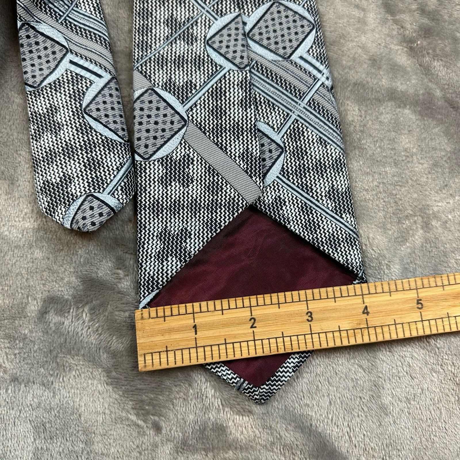 Other Vintage 70s Tie Textured Mod Art Deco MCM Blue Black Size ONE SIZE - 6 Thumbnail