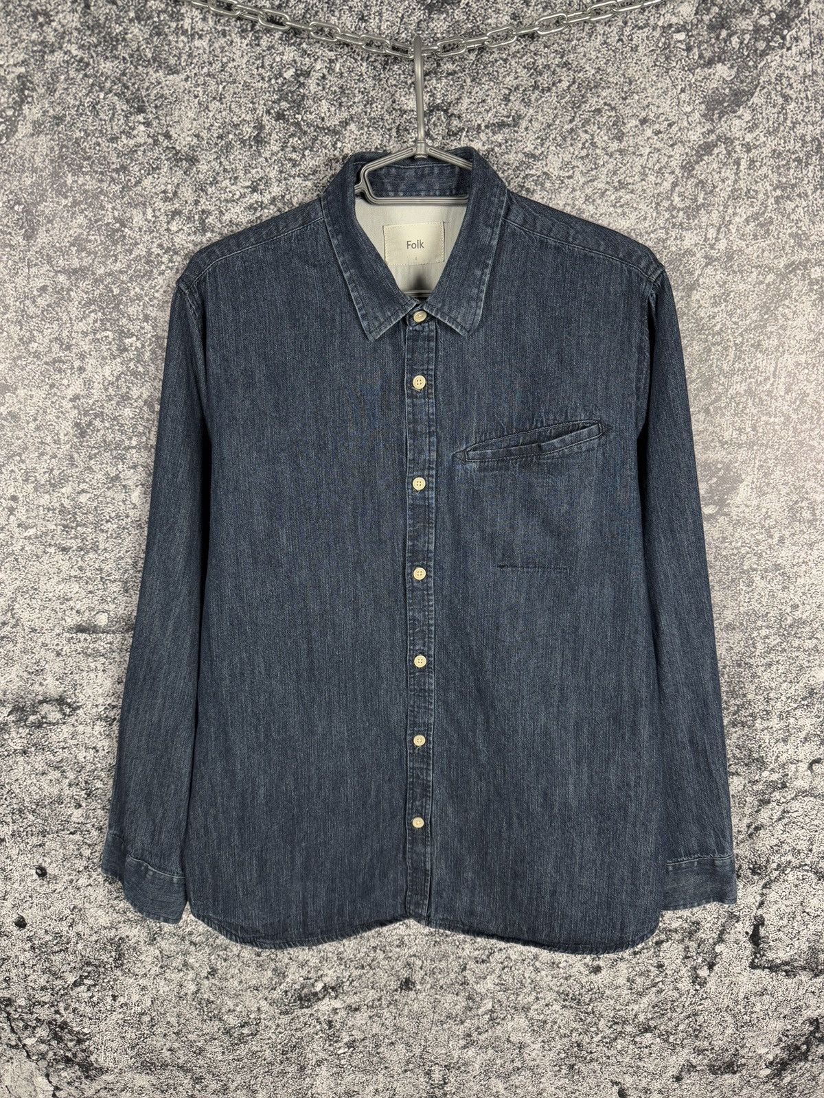 Folk Men’s FOLK Long Sleeve Denim Shirt Button Up Casual Size 4 Size US L / EU 52-54 / 3 - 1 Thumbnail
