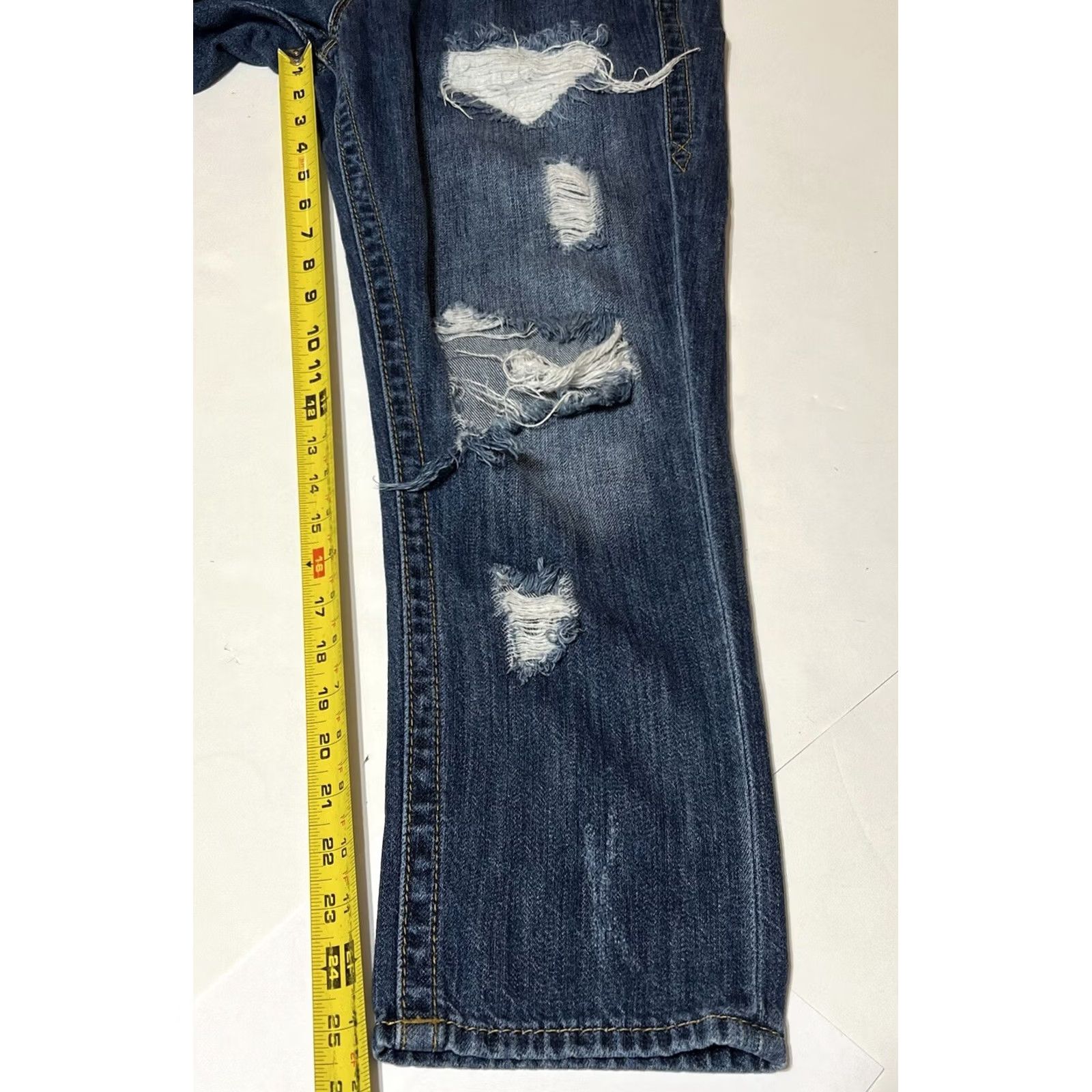Vintage Rock Revival Anabela Boyfriend Jeans Womens Denim Distressed 31x25 Blue Cotton Cotton Denim mid rise Embroidered Button Zip Regular Gir ls Size 24" / US 00 / IT 34 - 5 Thumbnail