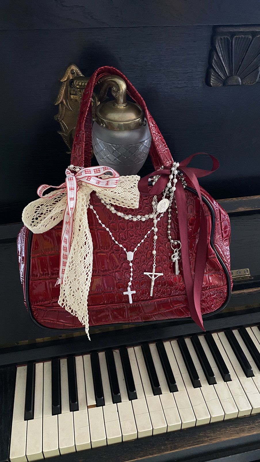 Vintage Vintage red coquette shoulder bag Size ONE SIZE - 6 Thumbnail