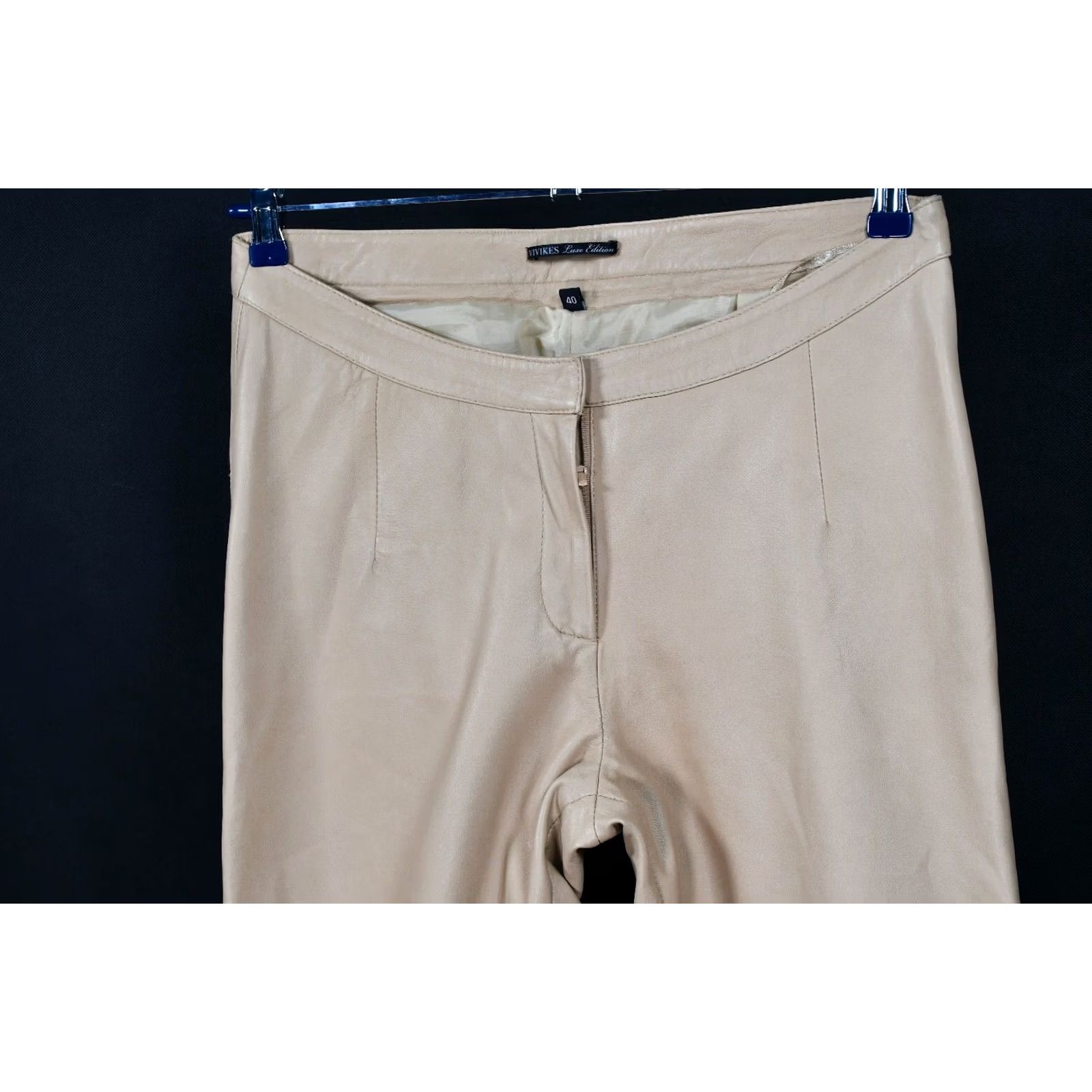 Vintage VIVIKES LUX EDITION PANTS Women's 40 Beige Leather Jeans Comfortable Style Leather Pants 40 Womens Size 27" / US 4 / IT 40 - 6 Thumbnail