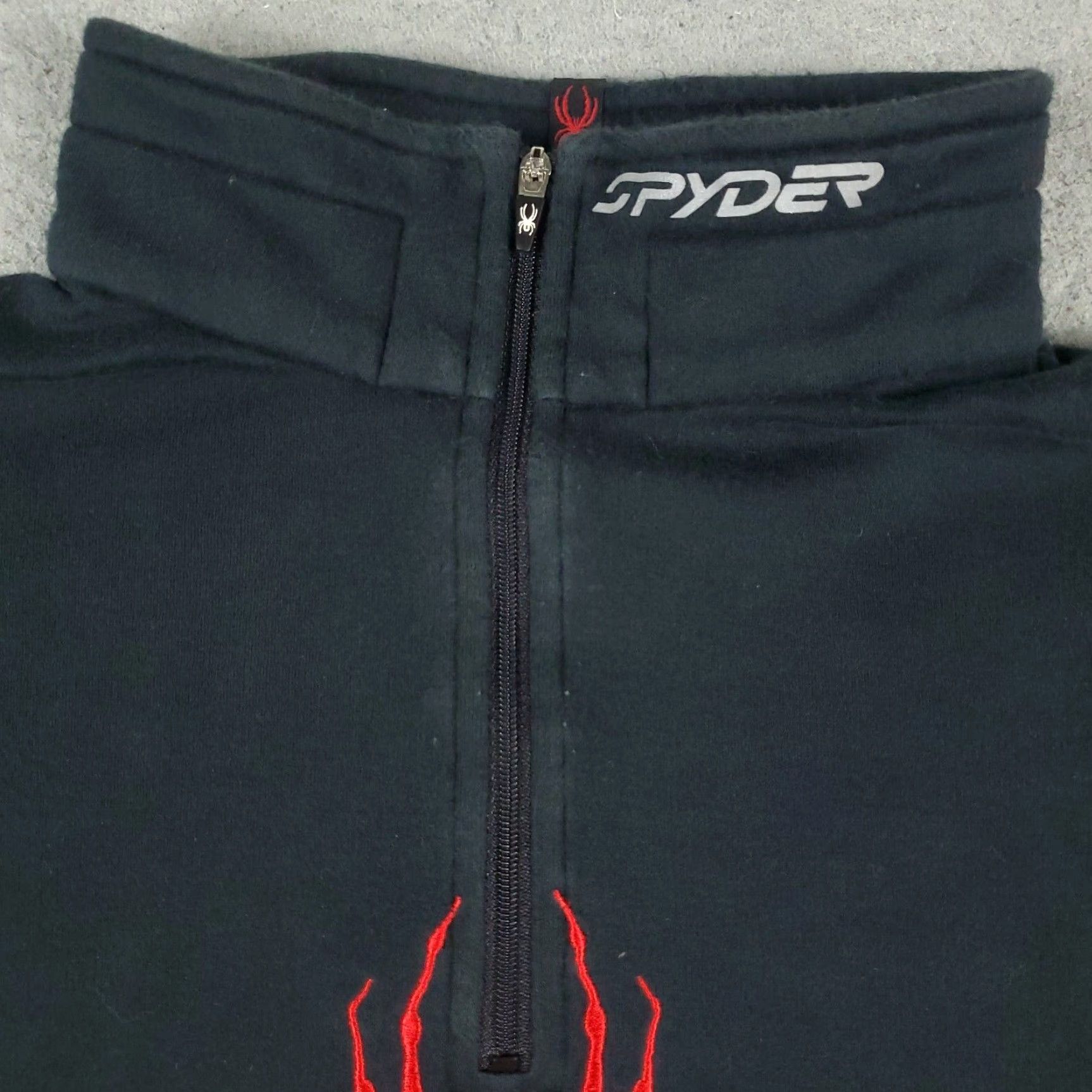 Spyder Spyder Mens Black Red 1/4 Zip Pullover Sweater Small Cotton Long Sleeve Mock Neck Logo Accents Size US S / EU 44-46 / 1 - 3 Thumbnail
