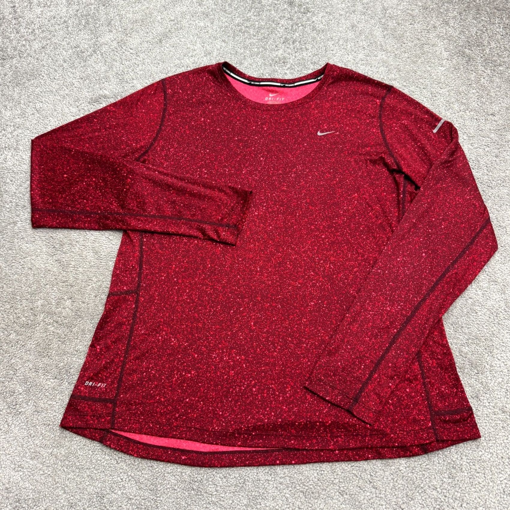 Nike Nike Dri-Fit Long Sleeve Active T-Shirt Mens XL Heather Red Crew Neck NWT Size US XL / EU 56 / 4 - 2 Thumbnail