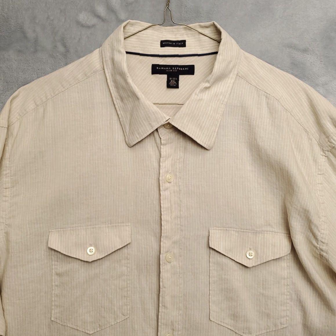 Banana Republic Banana Republic Shirt Men 2XL Beige Striped Linen Long Sleeve Woven Italy Button-Up Casual Travel Mens Size US XXL / EU 58 / 5 - 2 Thumbnail