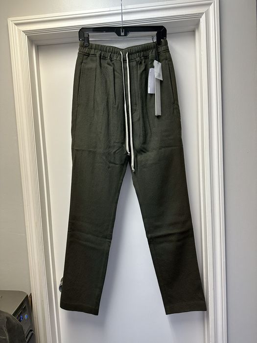 Rick Owens [NEW] FW22 Strobe Green Wool Drawstring Slim Long Pants