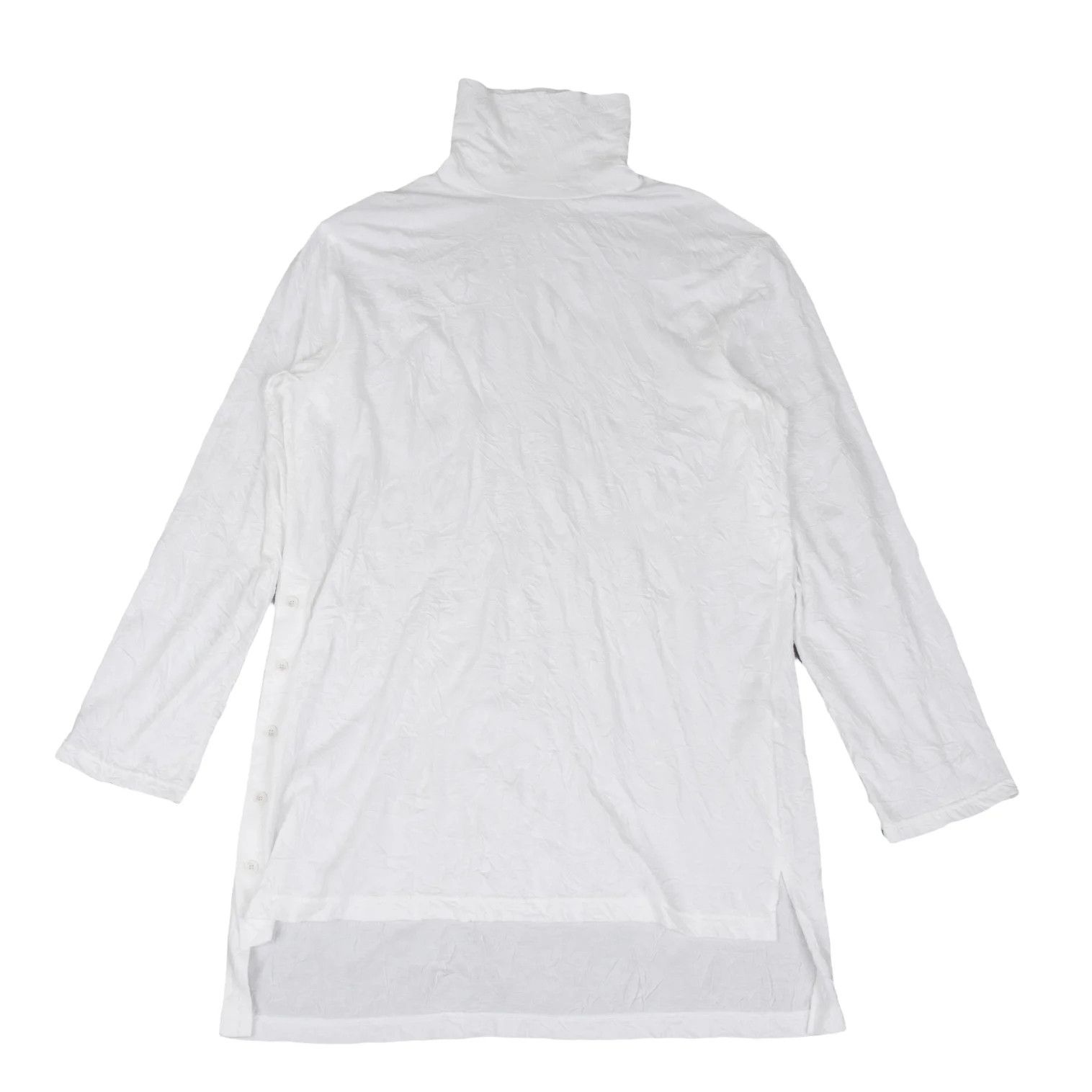 Yohji Yamamoto Wrinkled Cotton-Poly Turtle Neck Cut Sew Top in White Size US XXS / EU 40 - 1 Thumbnail