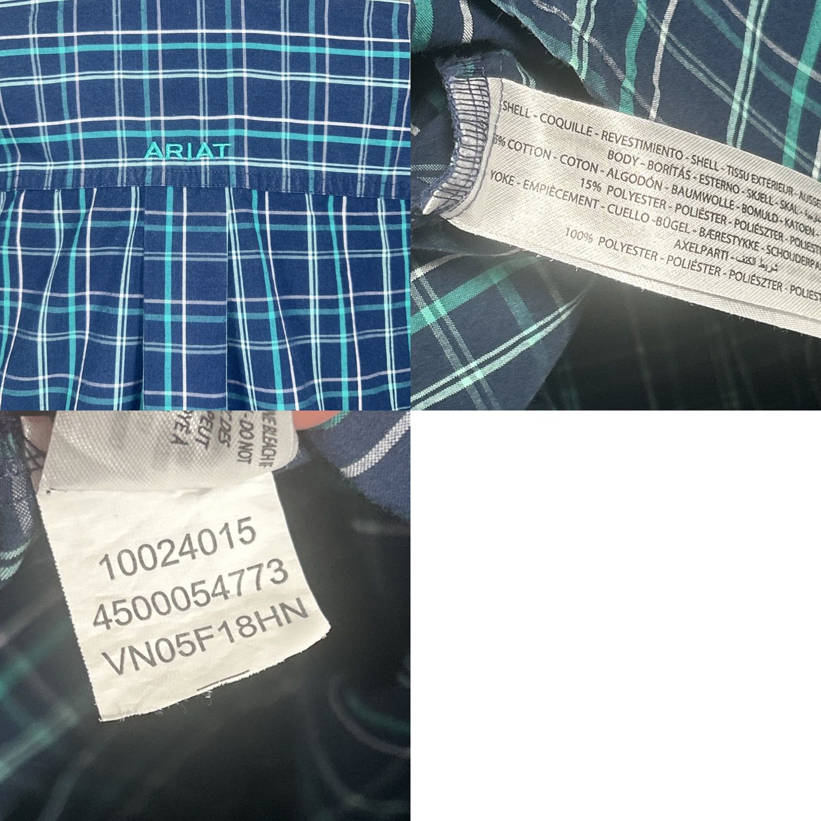 Ariat Ariat Pro Series Shirt Mens Small Button-Down Long Sleeve Plaid Blue Green Western Cowboy Size US S / EU 44-46 / 1 - 8 Thumbnail