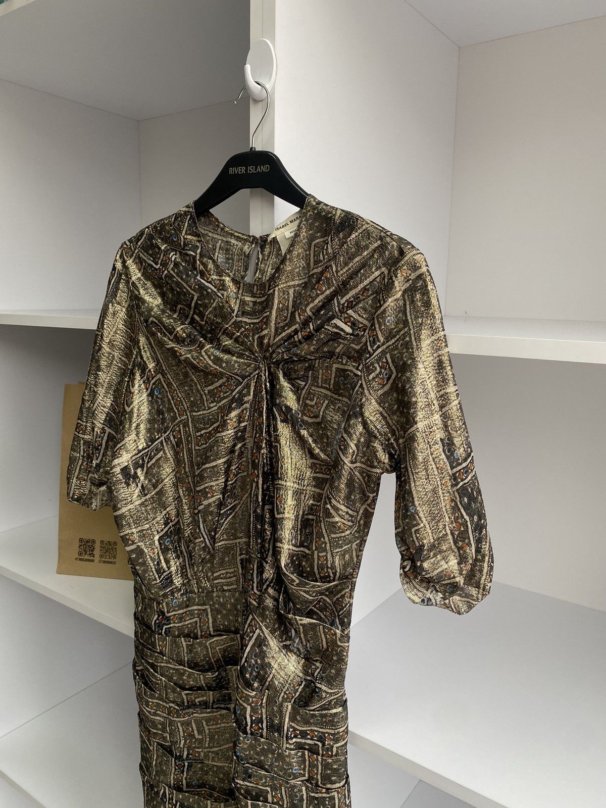 H&M × Isabel Marant × Vintage Isabel Marant For H&M Gold Silk Mini Dress Size XS / US 0-2 / IT 36-38 - 7 Thumbnail