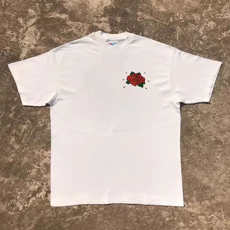 Vintage White street washed retro rose print cotton t-shirt Size US M / EU 48-50 / 2 - 2 Thumbnail