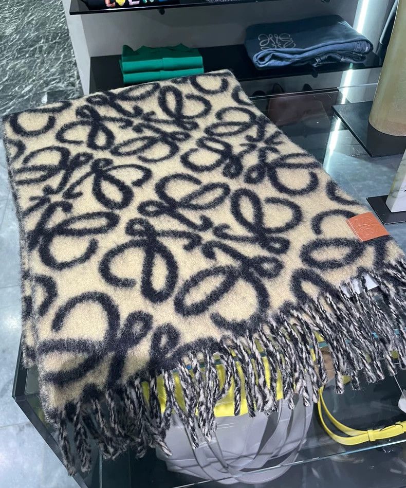 Loewe LOEWE Goat hair double-sided logo scarf Size ONE SIZE - 1 Thumbnail