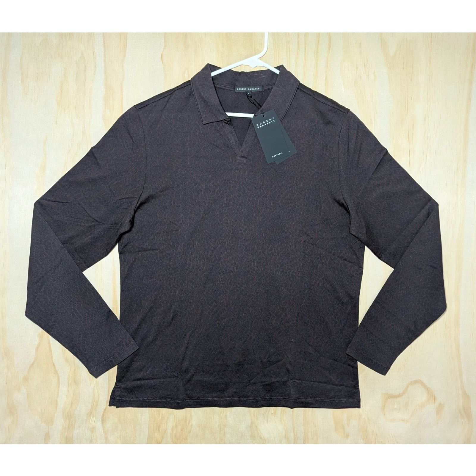 Robert Barakett Robert Barakett Men's Medium Open Collar Polo Long Sleeve Size US M / EU 48-50 / 2 - 1 Thumbnail