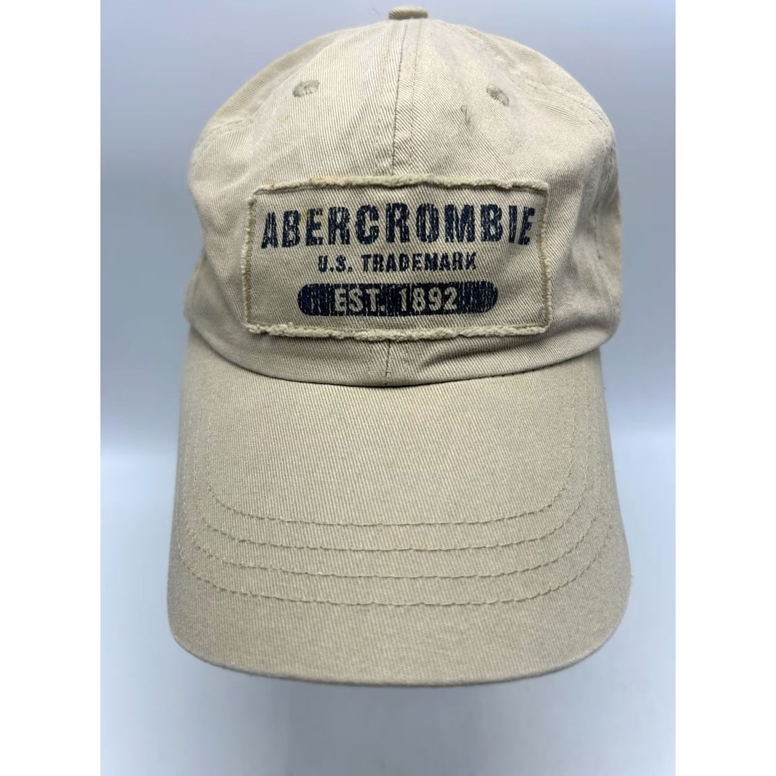 Abercrombie & Fitch VINTAGE Abercrombie & Fitch Baseball Cap Womens One Size Beige Leather Strap Adjustable Small Dad Hat USA Casual Baseball Cap Ladies Men? Size ONE SIZE - 2 Thumbnail