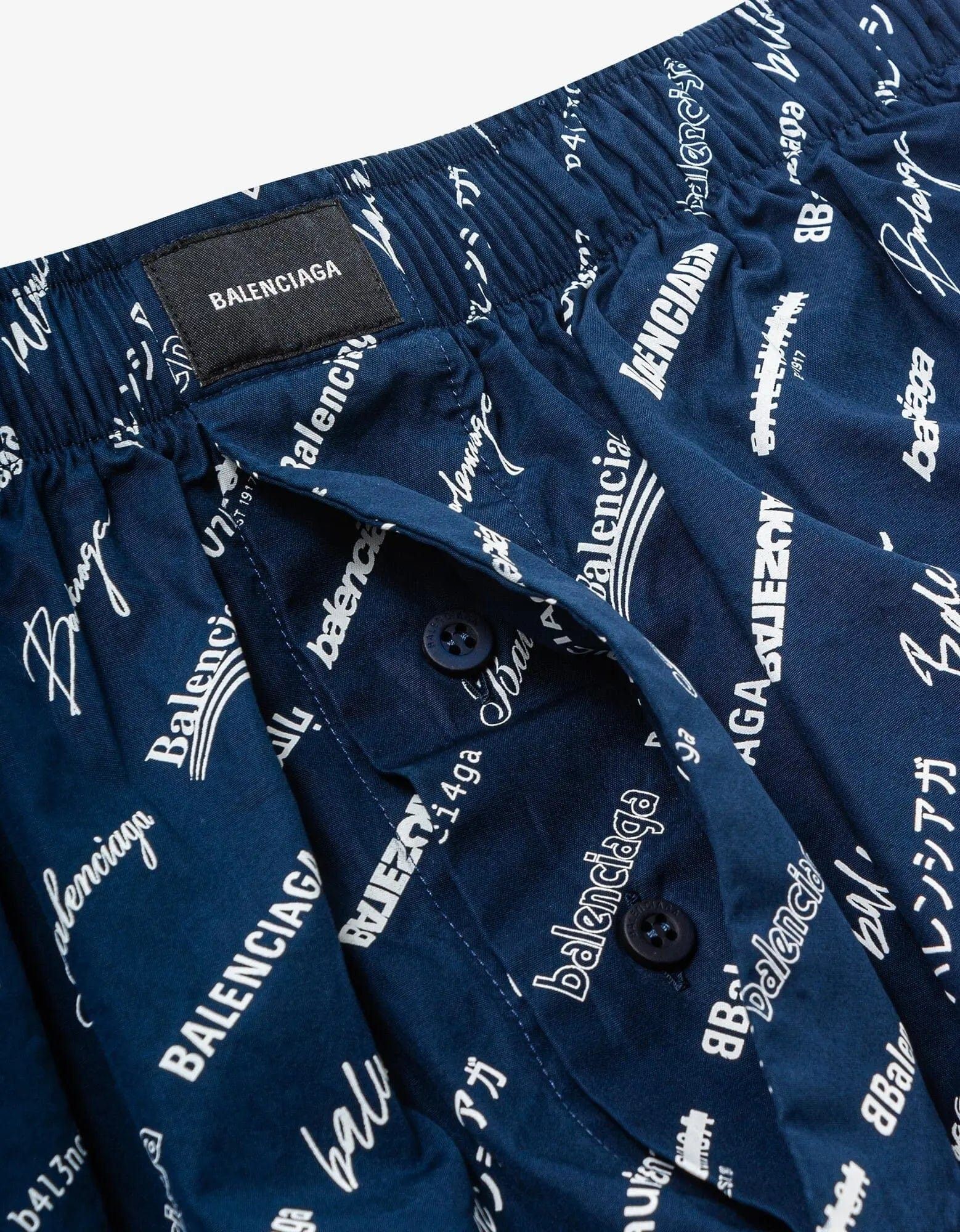 Balenciaga Balenciaga Blue Logomania Pyjama Shorts Size US 30 / EU 46 - 3 Thumbnail